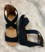 Black Leopard Wedge