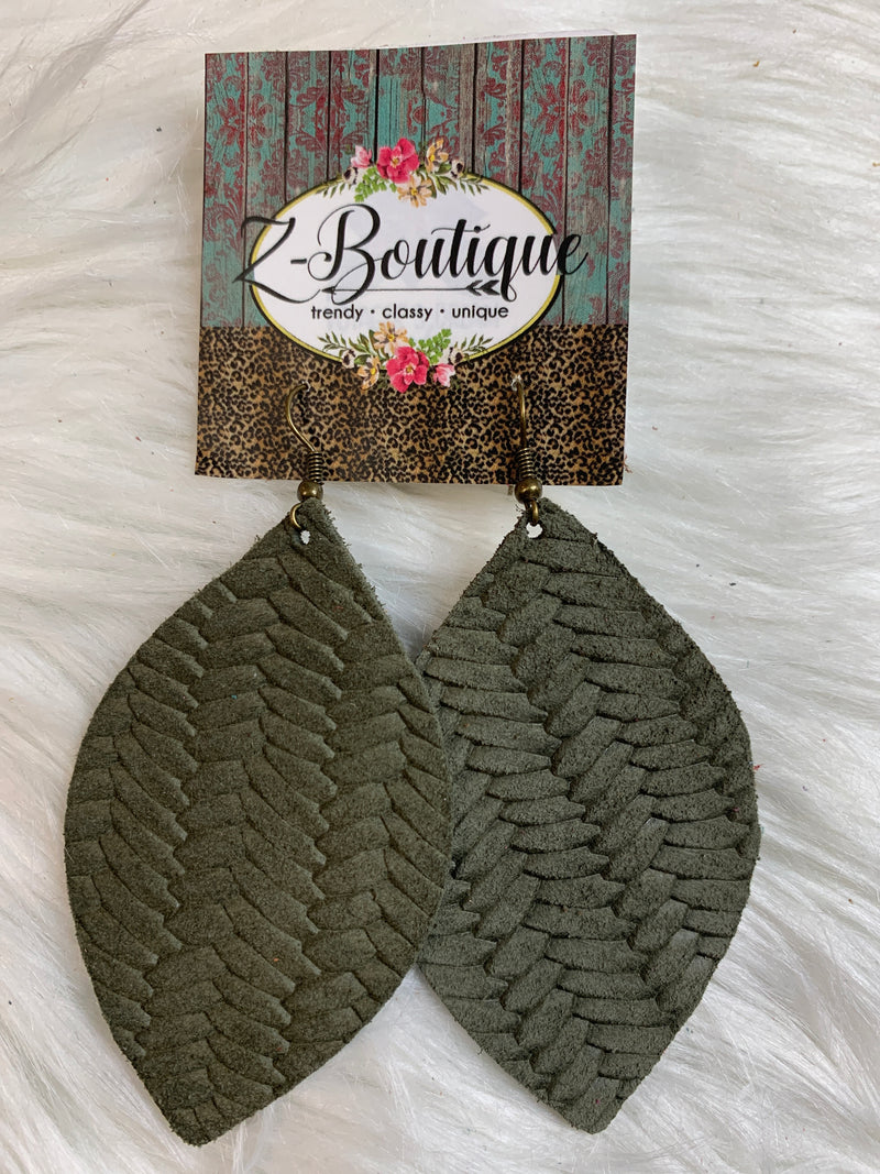 Basket Weave Leather Earring
