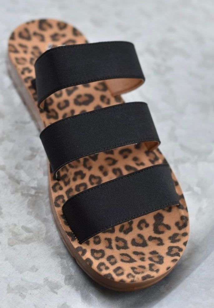 Daphne Slide Black/Leopard
