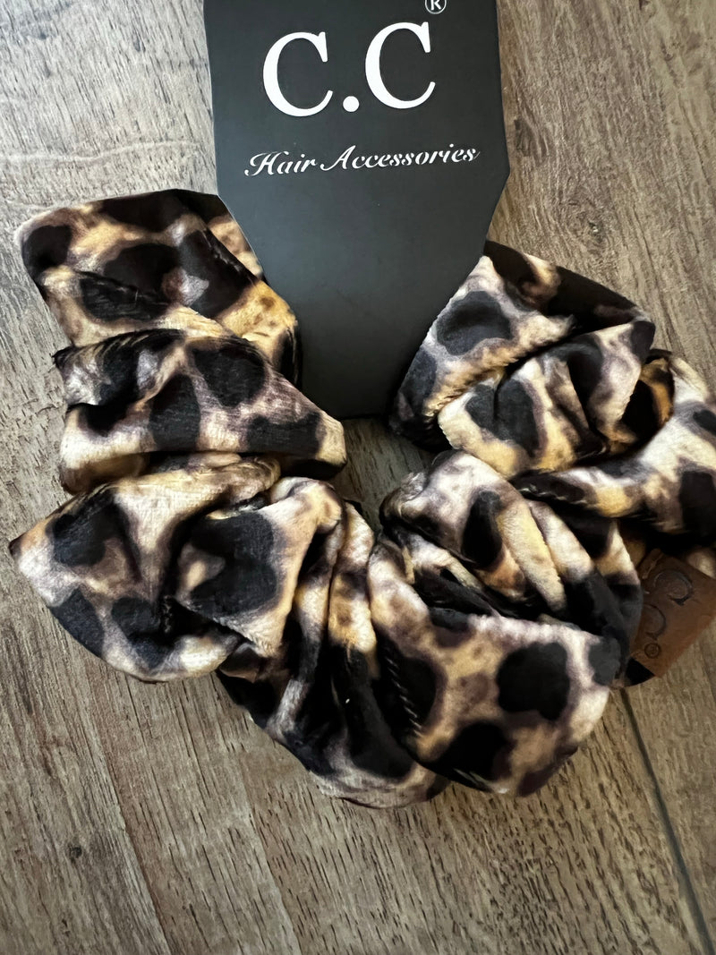 Velvet Leopard Scrunchie