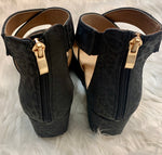 Black Leopard Wedge