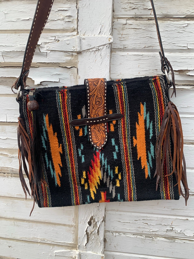Black Blanket Buckstitch Tote