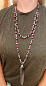 Metal Bead Tassle Necklace